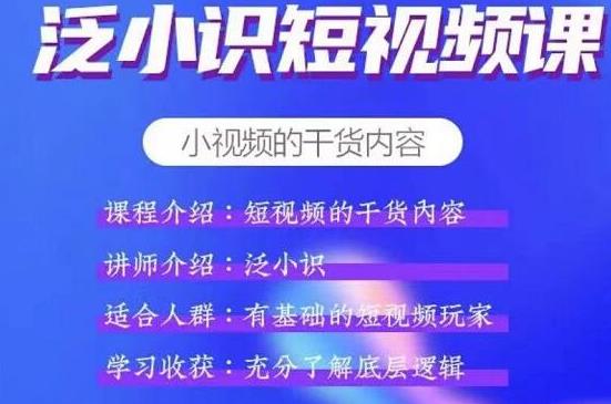 泛小识短视频课+电商课，短视频的干货内容-林文副业站