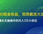 单日500现金收益，洞悉截流大法，一个批量化无脑操作的月入3万小项目-林文副业站