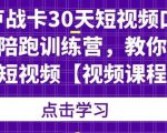 卢战卡30天短视频口播陪跑训练营，教你玩赚短视频-林文副业站