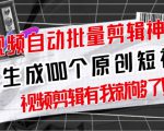 【原创神器】短视频全自动一键剪辑视频，一秒生成100个原创视频(软件+视频+免费卡密)-林文副业站
