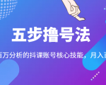 五步撸号法，掌握百万分析的抖课账号核心技能，从逻辑到实操-林文副业站