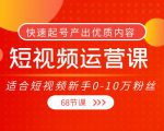 短视频运营课，适合短视频新手0-10万粉丝，快速起号产出优质内容（无水印）-林文副业站