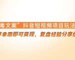 “毒文案”抖音短视频项目玩法，小程序拿图即可变现，复盘经验分享给大家-林文副业站