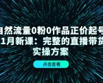 自然流量0粉0作品正价起号11月新课：完整的直播带货实操方案-林文副业站