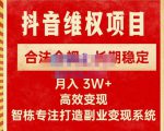 新版抖音维权项目每单利润1000+，合法合规，长期稳定，月入3W+价值1999元-林文副业站