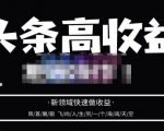 头条高收益批量操作，2023新领域快速做收益，头条号零基础轻松上手-林文副业站