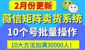 微信矩阵卖货系统，多线程批量养10个微信号，10种加粉落地方法，快速加满3W人卖货！-林文副业站