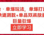 万相台·单爆玩法，单爆打造流程+单品快速测款+单品双渠放量+単品巨量引爆-林文副业站