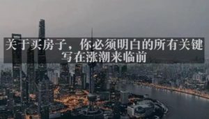 灏泽最新付费文章共享·《关于买房子，你必须明白的所有关键-写在涨潮来临前​》-林文副业站