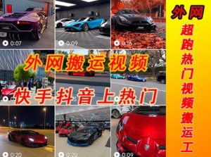 外面收费398元外网超跑豪车汽车视频搬运至快手抖音上热门项目，只需一步手机就可以操作-林文副业站