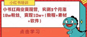 小书红商业变现营，实测3个月涨18w粉丝，变现10w+(教程+素材+软件)-林文副业站