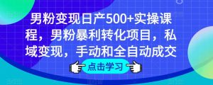 男粉变现日产500+实操课程，男粉暴利转化项目，私域变现，手动和全自动成交-林文副业站