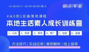 抖音本地生活素人成长训练营,从0到1实操落地课程,方法技巧|实战应用|案例解析-林文副业站