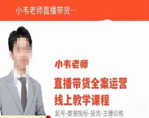 小韦老师直播带货运营线上教学,起号-数据指标-投流-主播训练-林文副业站
