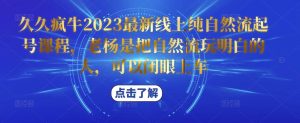 久久疯牛2023最新线上纯自然流起号课程，老杨是把自然流玩明白的人，可以闭眼上车-林文副业站