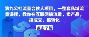 第九公社流量合伙人项目,一整套私域流量课程,教你在互联网搞流量,卖产品,搞成交,搞转化-林文副业站