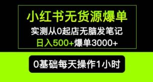 小红书无货源爆单实测从0起店无脑发笔记爆单3000+长期项目可多店-林文副业站