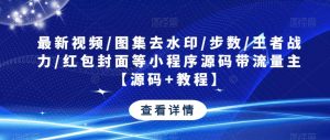 最新视频/图集去水印/步数/王者战力/红包封面等小程序源码带流量主【源码+教程】-林文副业站
