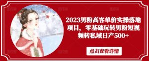 2023男粉高客单价实操落地项目，零基础玩转男粉短视频转私域日产500+-林文副业站