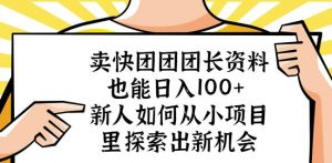 卖快团团团长资料也能日入100+新人如何从小项目里探索出新机会-林文副业站