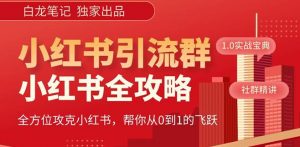 【白龙笔记】价值980元的《小红书运营和引流课》,日引100高质量粉-林文副业站