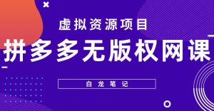【白龙笔记】拼多多无版权网课项目，月入5000的长期项目，玩法详细拆解【揭秘】-林文副业站
