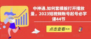中神通.如何套模板打开播放量,2023短视频账号起号必学课44节(送钩子模板和文档资料)-林文副业站