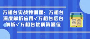 万相台实战特训课:万相台深度解析应用✔万相台后台解析✔万相台优质资源位-林文副业站