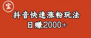 宝哥私藏·抖音快速起号涨粉玩法（4天涨粉1千）（日赚2000+）【揭秘】-林文副业站