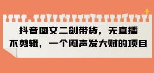 抖音图文二创带货,无直播,不剪辑,一个闷声发大财的项目【揭秘】-林文副业站