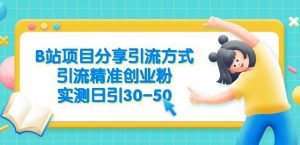 B站项目分享引流方式，引流精准创业粉，实测日引30-50【揭秘】-林文副业站