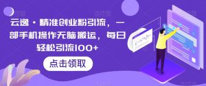 云逸·精准创业粉引流，一部手机操作无脑搬运，每日轻松引流100+-林文副业站