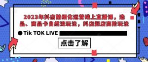 2023年抖店精细化运营线上直播课，选品、商品卡自然流玩法，抖店起店高阶玩法-林文副业站