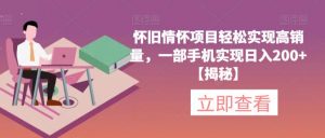 怀旧情怀项目轻松实现高销量，一部手机实现日入200+【揭秘】-林文副业站