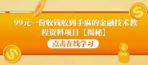 99元一份收钱收到手麻的金融技术教程资料项目【揭秘】-林文副业站