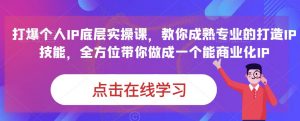 蟹老板·打爆个人IP底层实操课，教你成熟专业的打造IP技能，全方位带你做成一个能商业化IP-林文副业站