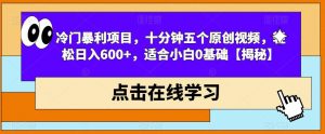 冷门暴利项目，十分钟五个原创视频，轻松日入600+，适合小白0基础【揭秘】-林文副业站
