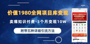 价值1980的全网项目库变现-卖爆知识付费-3个月变现10W是怎么做到的-附多种引流创业粉方法【揭秘】-林文副业站