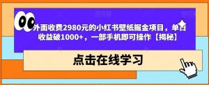 外面收费2980元的小红书壁纸掘金项目，单日收益破1000+，一部手机即可操作【揭秘】-林文副业站