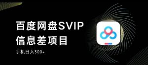 百度网盘SVIP信息差项目，0投入小白极速上手，手机稳定日入300+【揭秘】-林文副业站