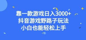 靠一款游戏日入3000+,抖音游戏野路子玩法,小白也能轻松上手【揭秘】-林文副业站