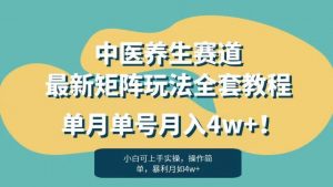 暴利赛道中医养生赛道最新矩阵玩法，单月单号月入4w+！【揭秘】-林文副业站