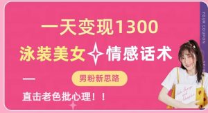 一天变现1300,泳装美女+情感话术,提供素材,无脑矩阵操作【揭秘】-林文副业站