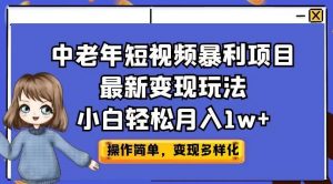 中老年短视频暴利项目最新变现玩法，小白轻松月入1w+【揭秘】-林文副业站