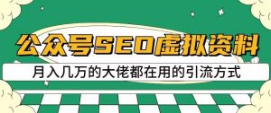 公众号SEO虚拟资料，操作简单，日入500+，可批量操作【揭秘】-林文副业站