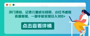 冷门项目，记录儿童成长档案，小红书虚拟资源变现，一部手机实现日入300+【揭秘】-林文副业站
