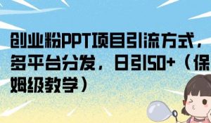 创业粉PPT项目引流方式，多平台分发，日引50+（保姆级教学）【揭秘】-林文副业站
