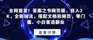 全网首发！答案之书网页版，目入2K，全新玩法，搭配文档和网页，零门槛、小白首选副业【揭秘】-林文副业站