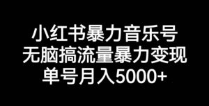 小红书暴力音乐号，无脑搞流量暴力变现，单号月入5000+-林文副业站