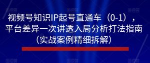 视频号知识IP起号直通车（0-1），平台差异一次讲透入局分析打法指南（实战案例精细拆解）-林文副业站